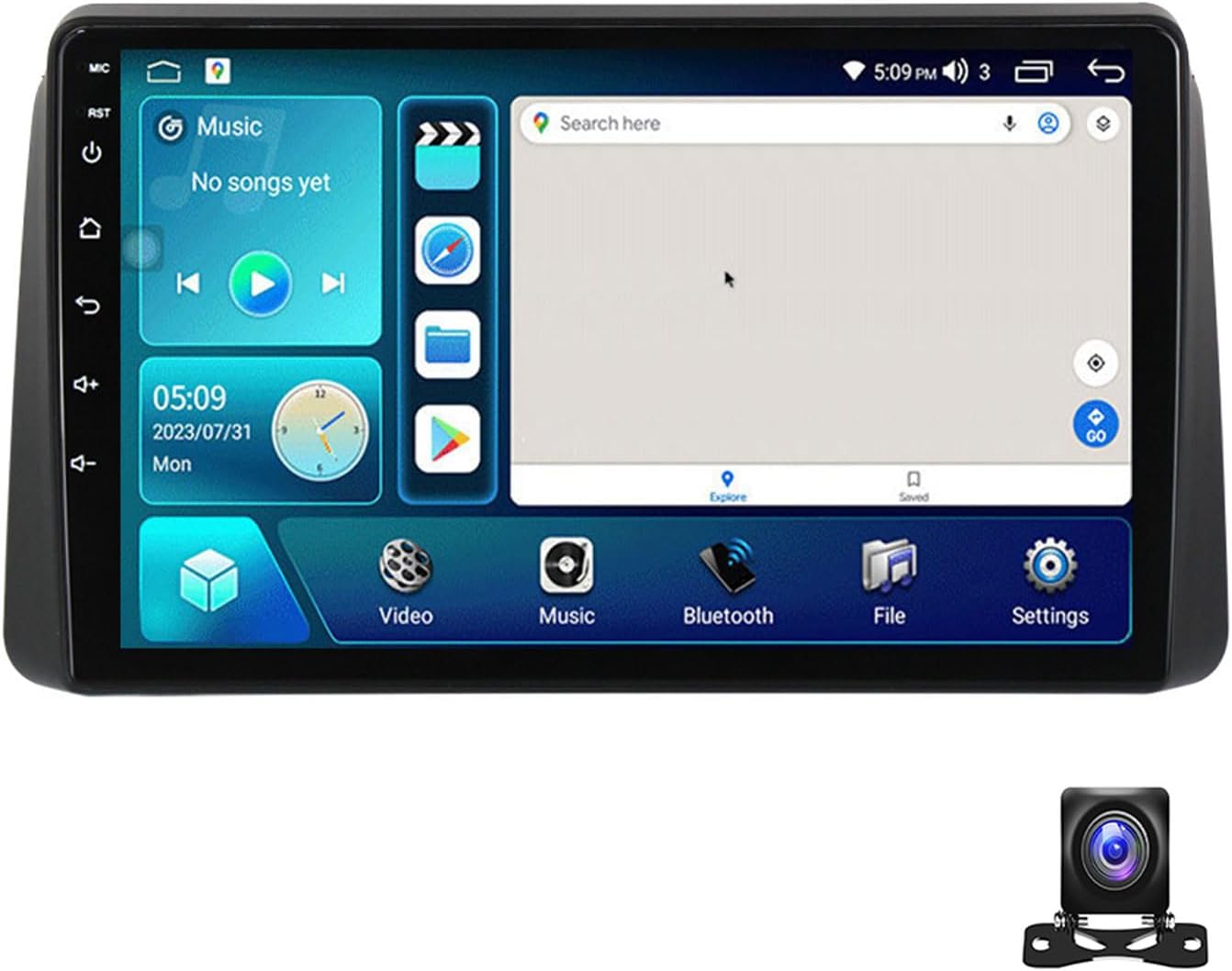 Double Din Car Stereo Bluetooth MP5 Player with Carplay/Auto, 9 Inch Touchscreen Radio Receiver with AHD Backup Camera, for Chrysler Grand Voyager 2011~2015 Support 4G/SWC/DSP,4 core m150s 2g+32g
