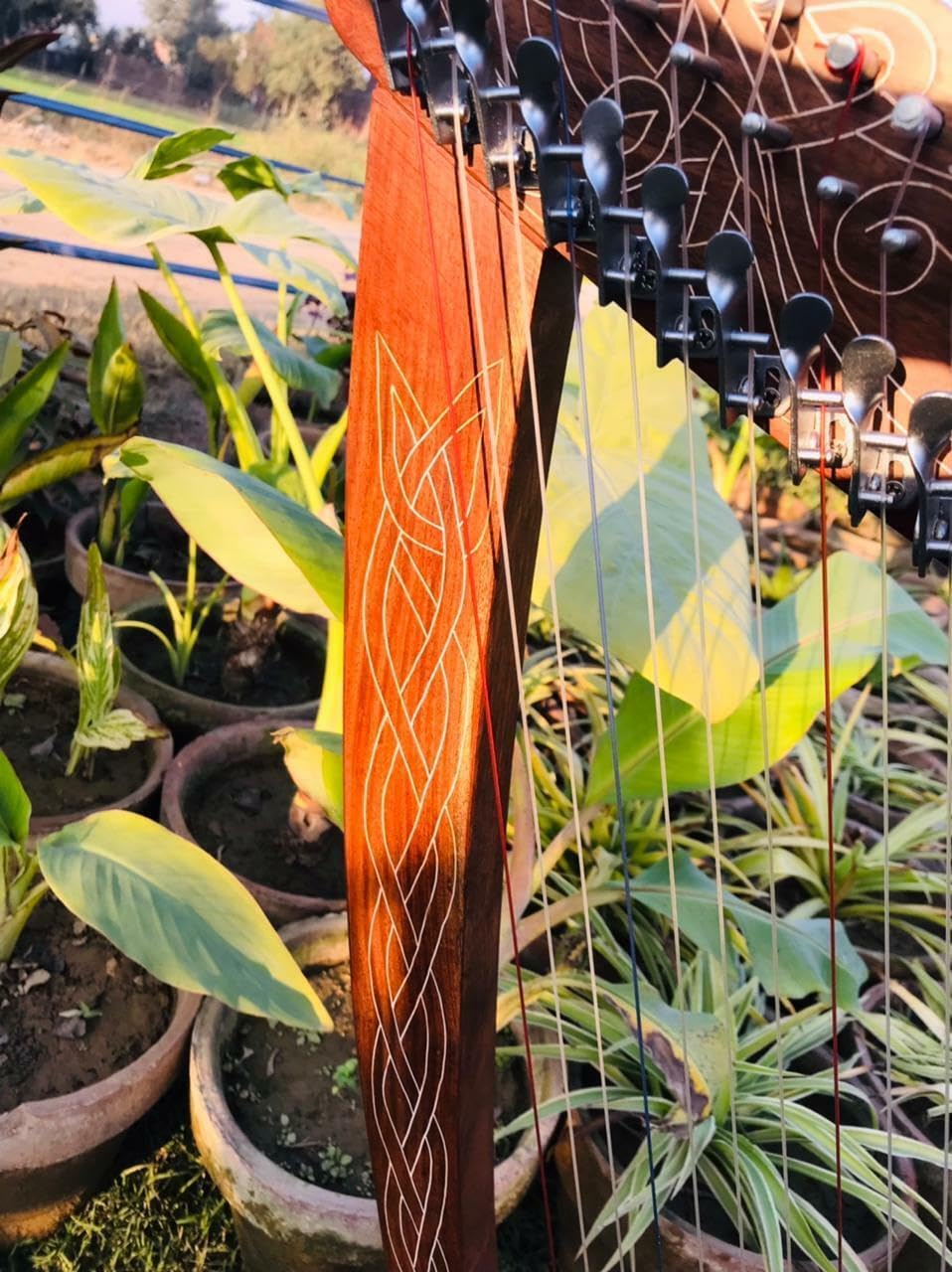 KZA BRAD'S 38 inches big 22 String harp SOLID ROSEWOOD WITH KEY Extra Strings & Carrying case Great for Teenagers