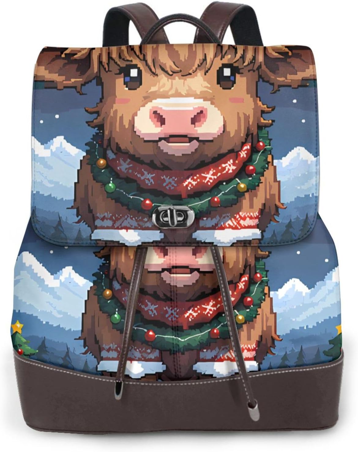 Christmas Bull for Womens Backpack Purse Microfiber PU Anti-theft Large Fashion Designer Travel Bag Ladies Shoulder Bags