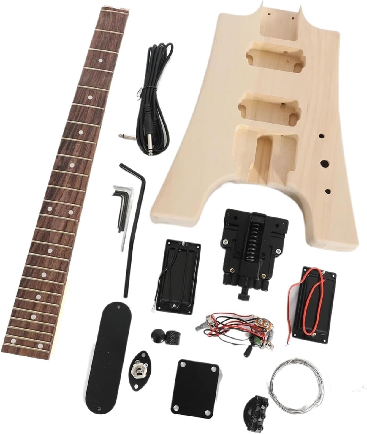 Guitar Body Guitar Replacement Parts DIY Unfinished Electric Guitar Kit Wooden Guitar Body Replacement 2 Double Line Circles Maple Neck