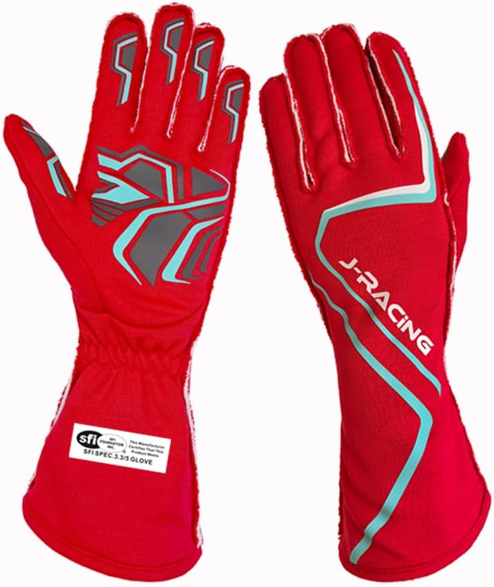Racing Gloves SFI 3.3/5 Certified Flame Retardant, Aramid Knit, Anti-Slip Grip, Breathable, Secure Fit for Professional Drivers