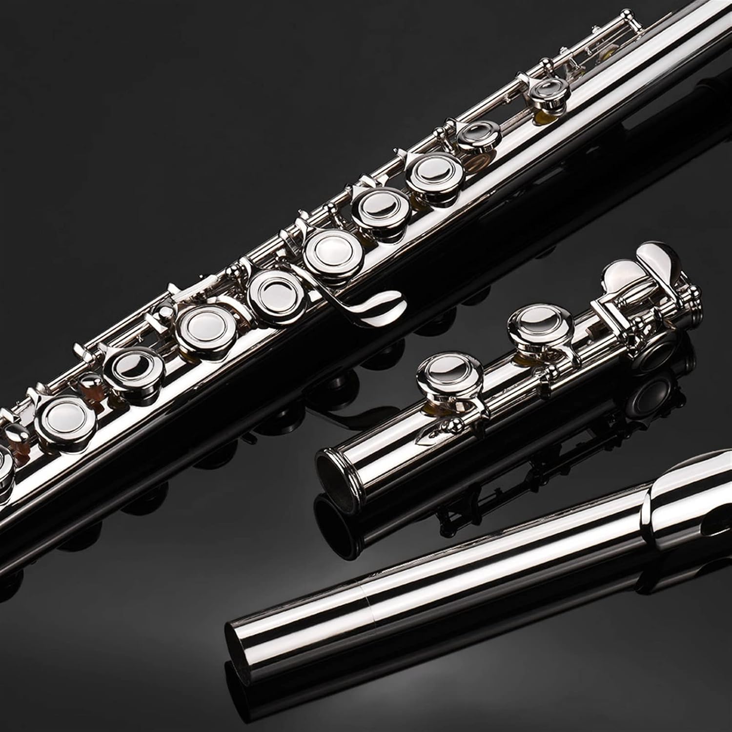 Flute Musical Instrument 16 Holes Closed Hole Flute C Key Flutes Cupronickel Woodwind Instrument with Cleaning Cloth Rod Gloves Starter Flute