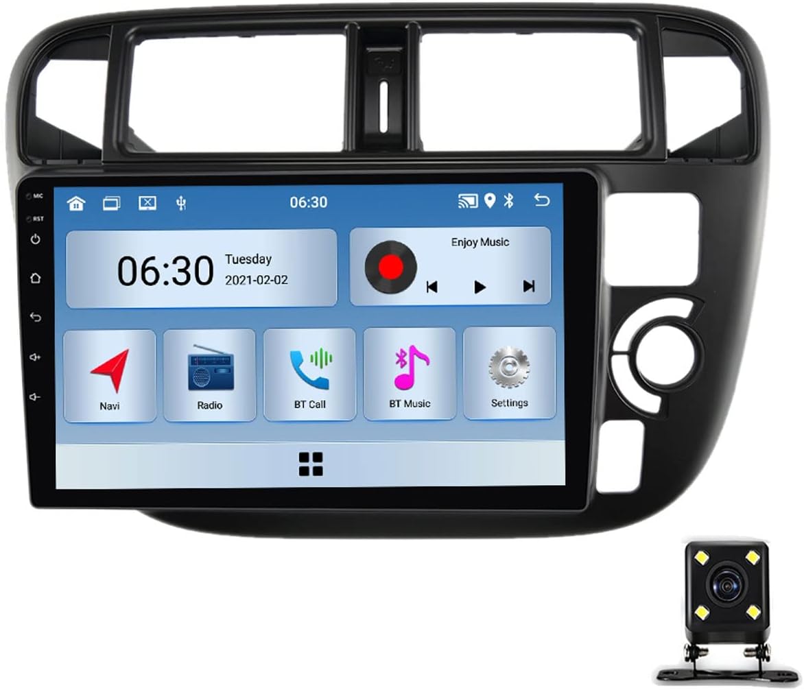 Double Din Car Stereo with Bluetooth, 9In Touch Screen Car Stereo for Honda Civic EK3/EK4/EK 1995-1999 with Backup Camera, Mirror Link/Carplay/Android Auto, FM Car Radio Receiver
