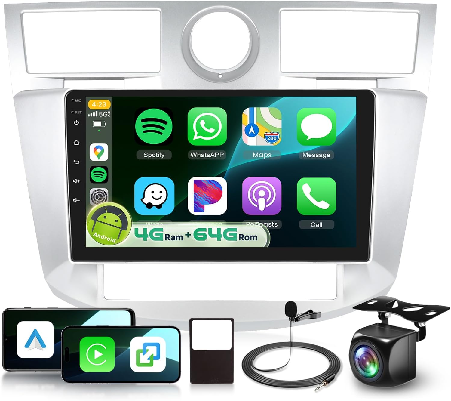 8 Core 4G+64G Android Car Stereo for Chrysler Sebring 2006-2010 with 5G WiFi DSP Carplay Android Auto, 9