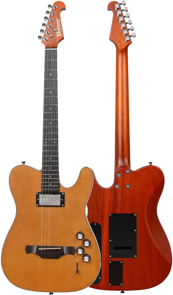 Bullfighter Hybrid Silent Electric Guitar Built-in effects Alloy Steel String Travel Portable Guitars Solid Body Neck Rosewood Fretboard With Gig Bag K10 (K10)