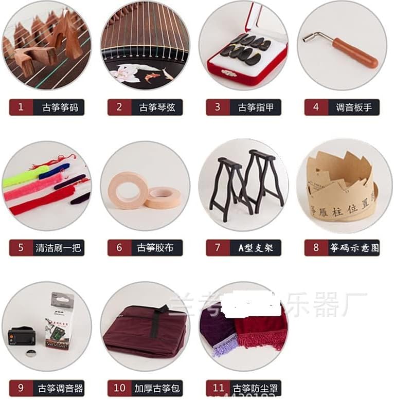 LANDTOM Selected Professional Level Ebony Guzheng (163cm) for Adults/Children/Senior/Intermediate/Beginner