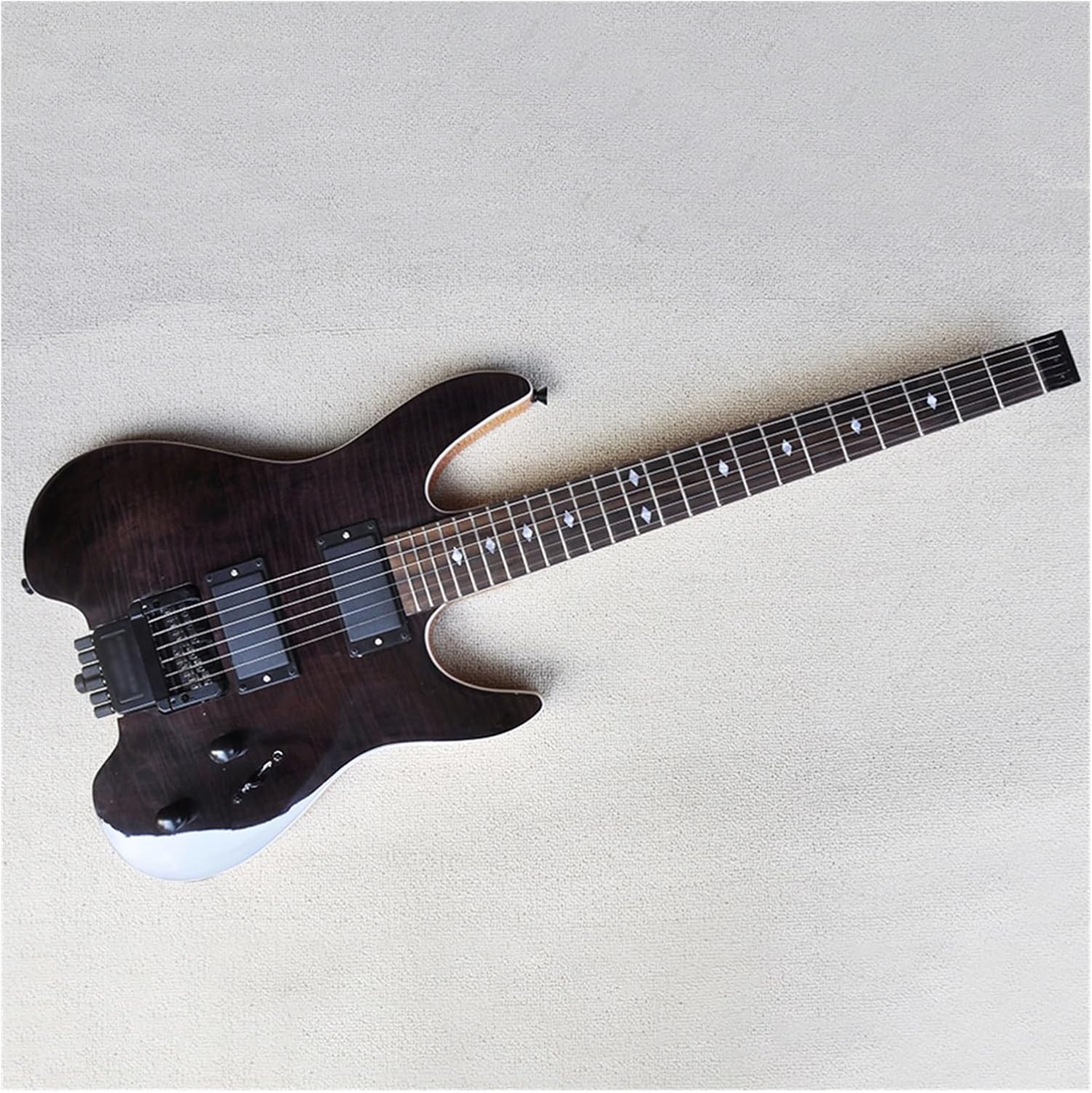 Headless Electric Guitar Headless Electric Guitar with Flame Maple Veneer Rosewood Fretboard 24 Frets