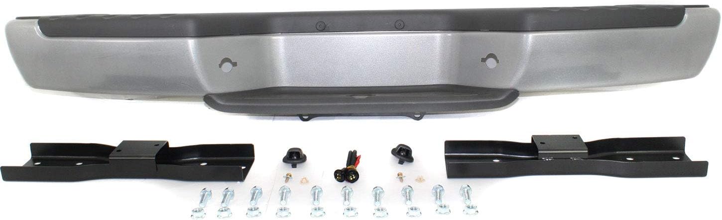 Garage-Pro Step Bumper Assembly For 2001-2004 Nissan Frontier, Automotive Exterior Accessories, Face Bar Pads Powdercoated Silver Steel With Mounting Bracket