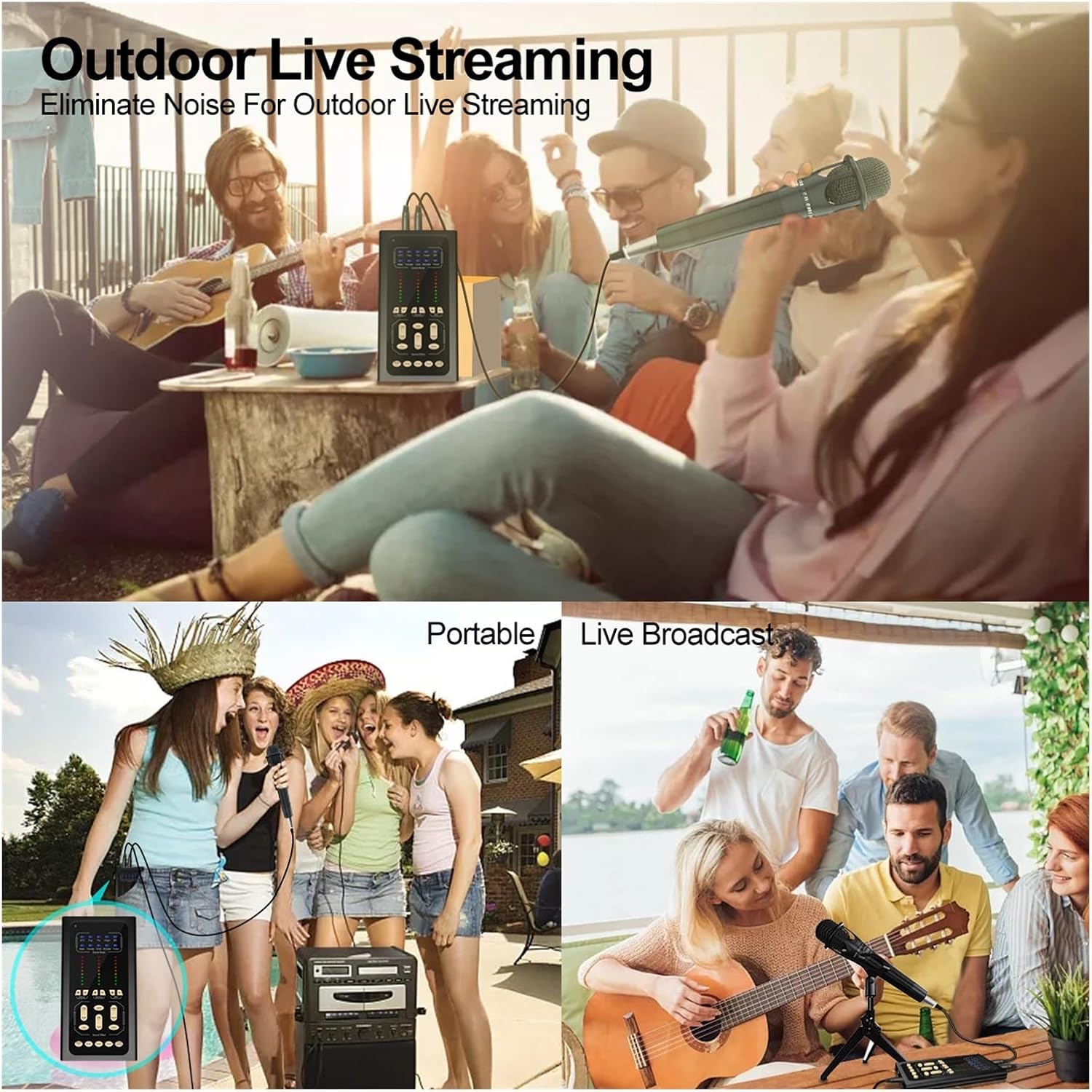 Sound Card Kit Studio Condenser Microphone & USB Sound Card Voice Changer Mixer Interface Sound Board For Computer PC Singing Recording Studio Setup For Re