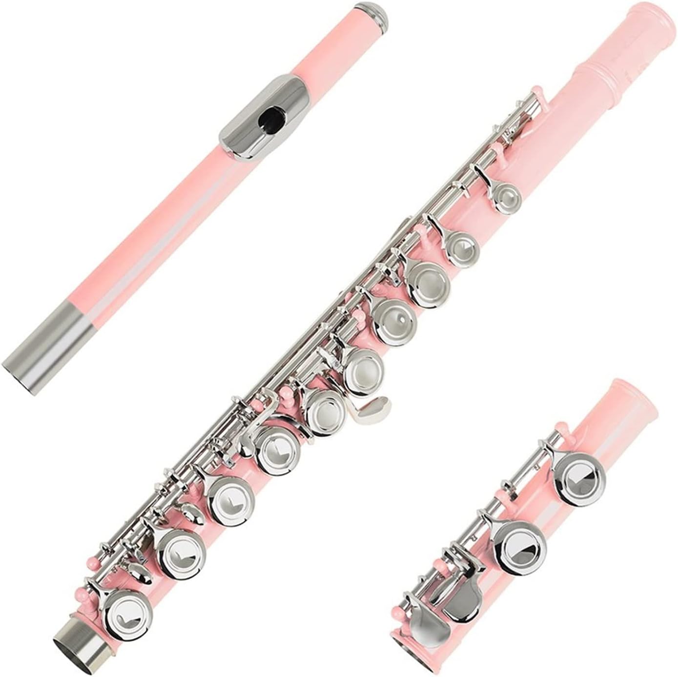 Flutes 16 Holes Flute Closed Hole C Key Pink with Box Glove Woodwind Musical Instrument
