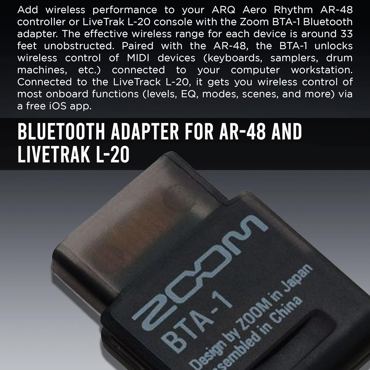 Zoom LiveTrak L-20R Digital Mixer & Multitrack Recorder & BTA-1 Bluetooth Adapter, Designed for H3-VR, L-20, L-20R, Q8n-4K, and F6