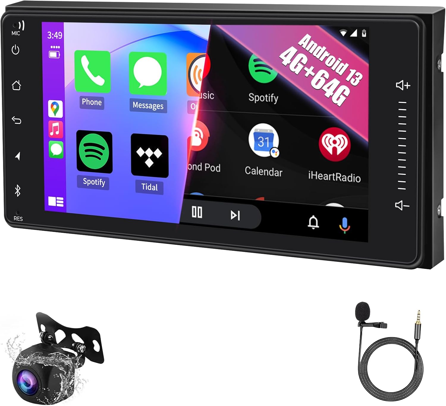 4G+64G Car Radio for Toyota 4Runner 2003-2009, Tundra 2003-2006, Sequoia 2003-2007, Upgraded Stereo with Carplay/Android Auto,Bluetooth, Backup Camera, SWC, GPS Navi, FM Radio