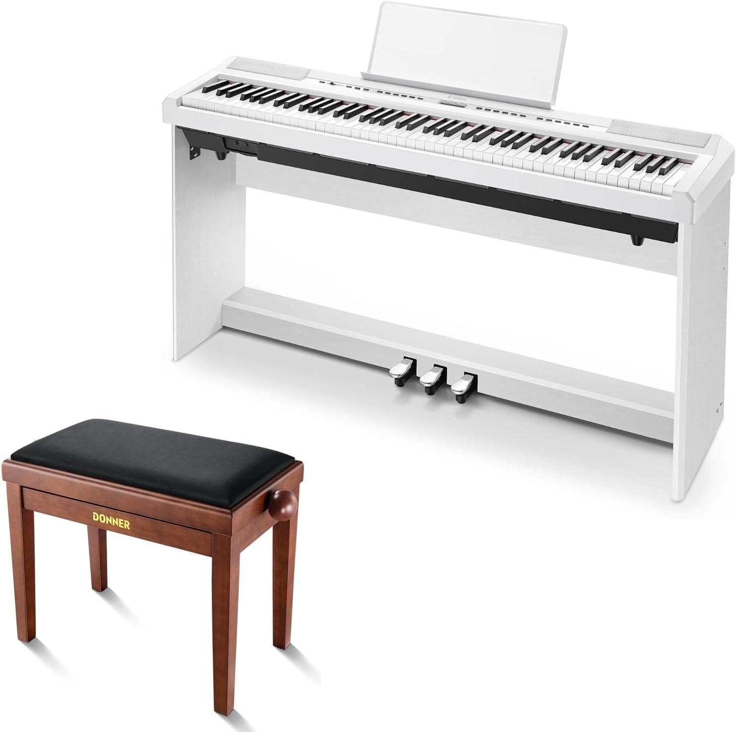 Donner DEP-20 Beginner Digital Piano+Donner Adjustable Piano Bench-Solid Wood Keyboard Bench