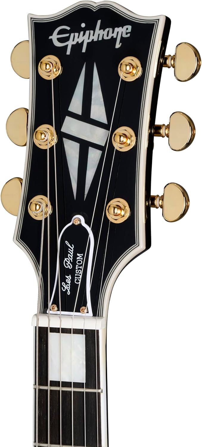 Epiphone Inspired by Gibson Custom Les Paul Custom, Ebony Gold Hardware with Hard Case