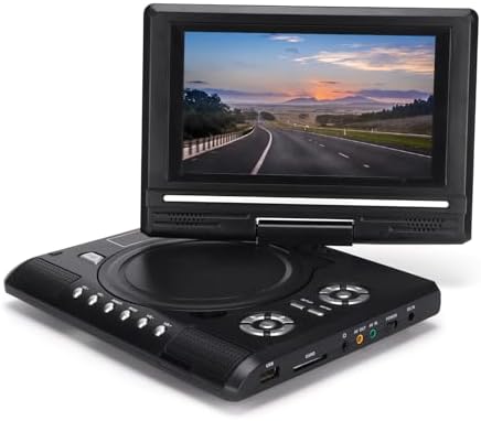 Portable HD DVD Player withScreen, Dual Stereo Speakers, Analog TV, USB Port, Card Reader, Long Battery Life, 270° Rotation, Multi Function for Home, Office, Car