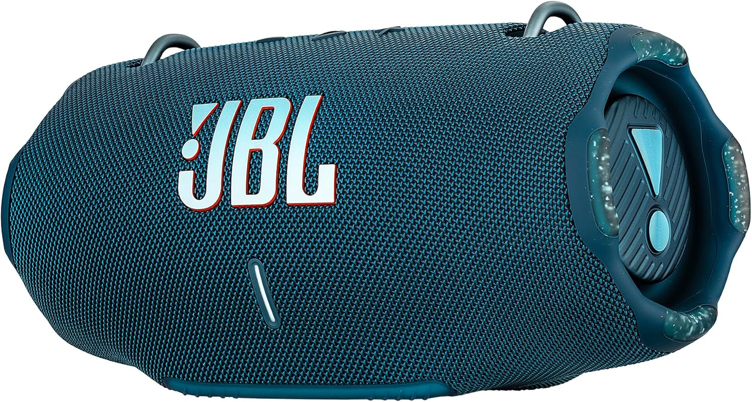 JBL Xtreme 4 Portable Bluetooth Speaker, IP67 Waterproof, 24 Hrs Playtime (Blue) (JBLXTREME4BLUAM) + USB-C Cable + Microfiber Cloth