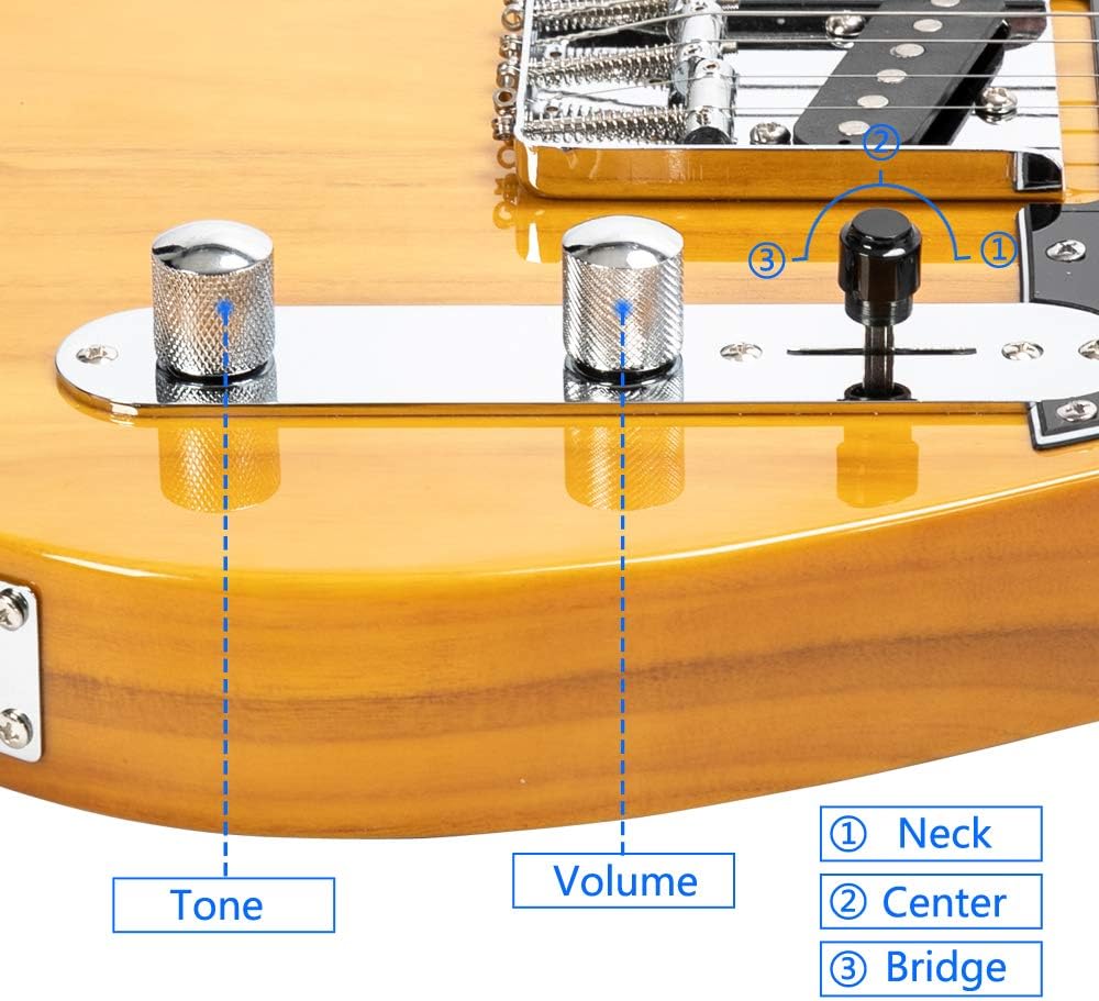 Transparent Yellow GTL Electric Guitar Package Full-Size with Maple Fingerboard, Single Cutaway, S-S Pickups, Gig Bag and Accessories