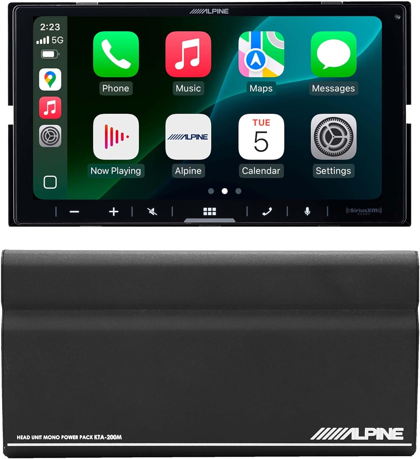 Alpine ILX-W770 7-Inch Double DIN Multimedia Receiver with Wireless Apple CarPlay Android Auto and Alpine KTA-200M PowerStack Class D Monoblock Subwoofer Amplifier Bundle