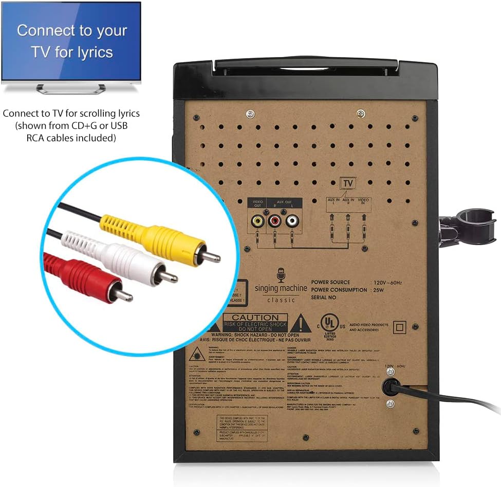 Singing Machine SML625BTBKD Karaoke Machine, Portable Bluetooth CD+G Karaoke System, Black