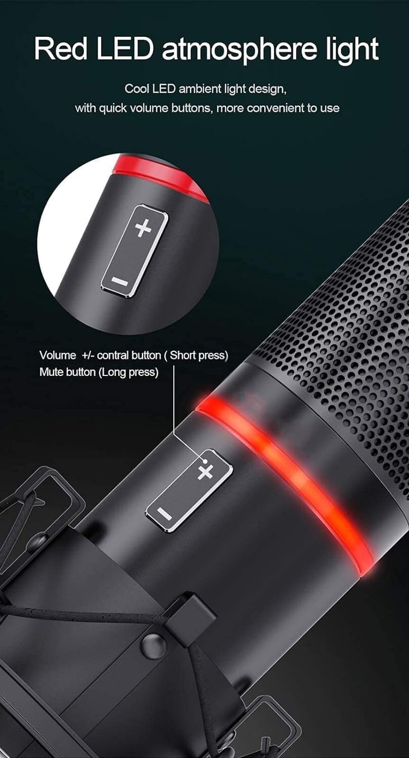 Studio Microphone Kit with Stand for Gaming Studio Singing Streaming Podcast Gaming, Black