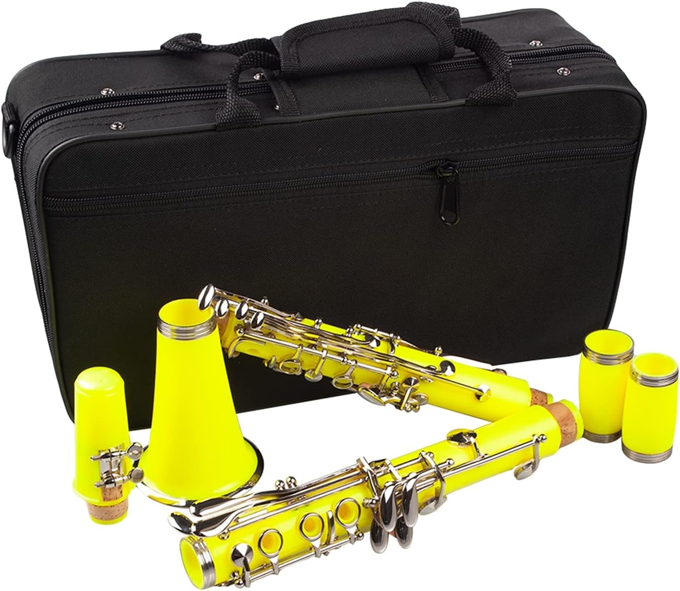Standard Clarinet Yellow ABS Clarinet Bb Cupronickel Plated Nickel 17 Key with Cleaning Cloth Gloves Woodwind Instrument Beginner Clarinet