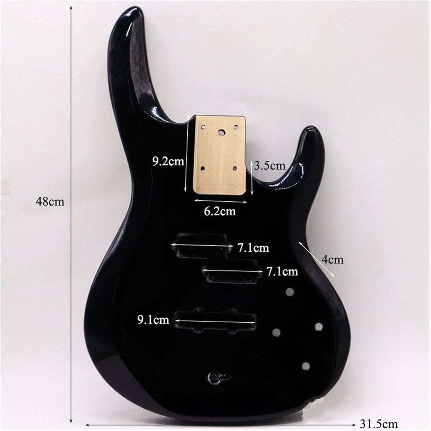 Unfinished Guitar Body Black Color Poplar Wood Electric Bass Guitar Body Guitar DIY Accessory