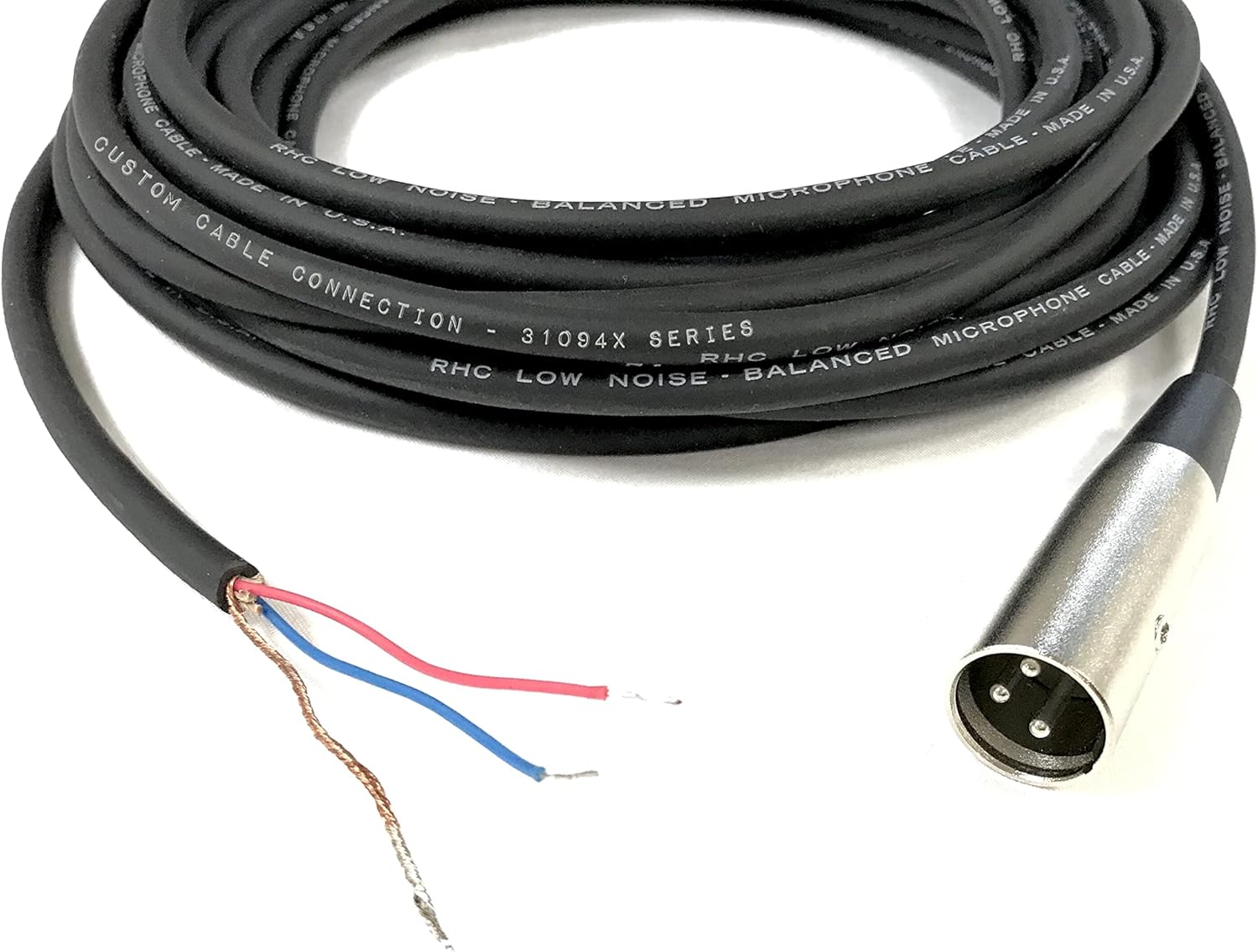100 Foot Custom Cable Connection Pro-Audio XLR Balanced Microphone Male to Blunt 24 AWG Economy Cable