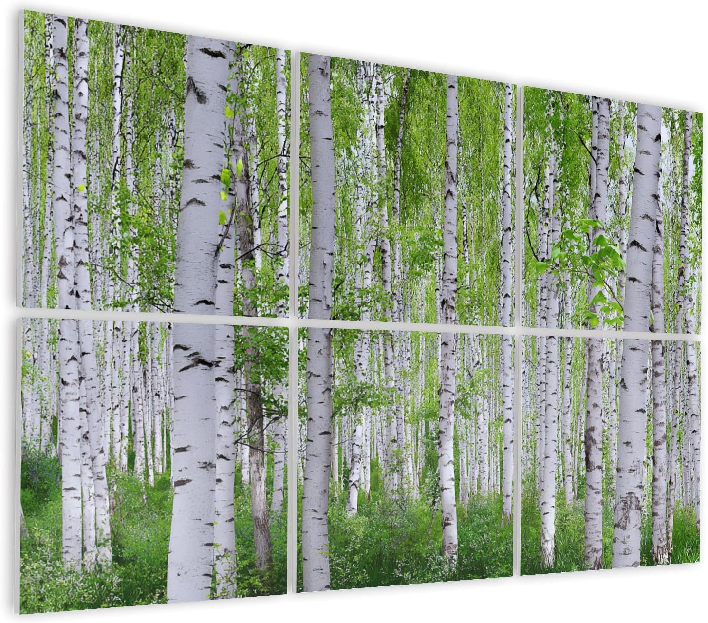 6 Pack Art Acoustic Panels Self Adhesive Trunks Birch Forest Decorative Soundproof Wall Panels Sound Absorbing Panel 48