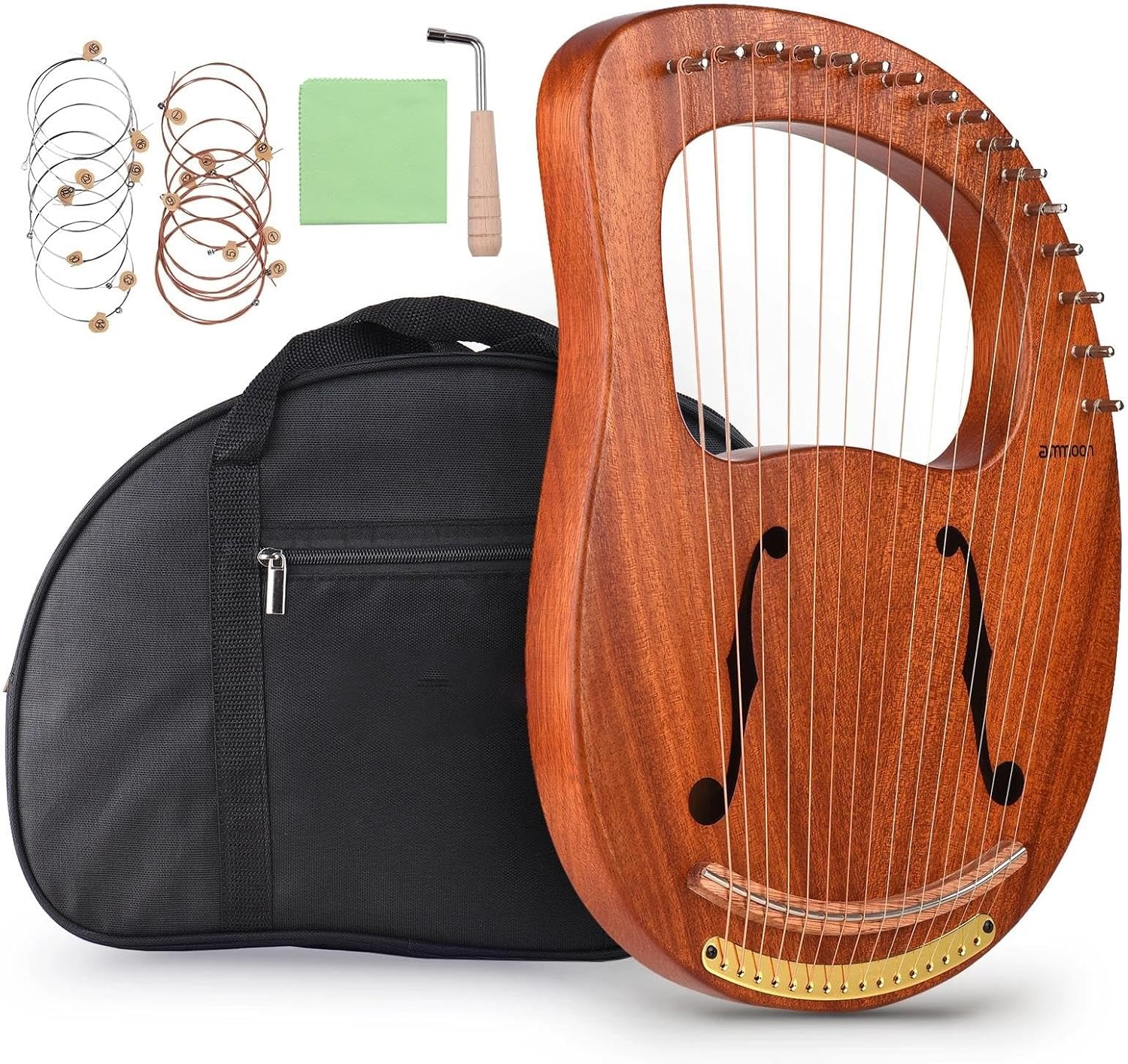 Lyre Harp Set 16-String Wooden Harp Metal Strings Solid Wood String Instrument With Carry Bag Tuning Wrench MusicBook(1)