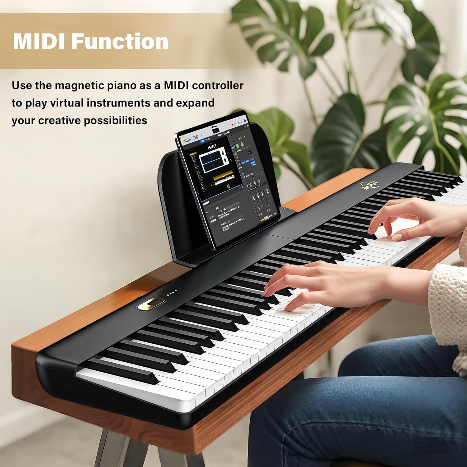 Portable Keyboard Piano 88 Key, Digital Piano with Magnetic Connection for Beginners, Travel Foldable Electric Piano Keyboard, Sensitive Keys, Sustain Pedal, Sheet Music Stand, Piano Bag
