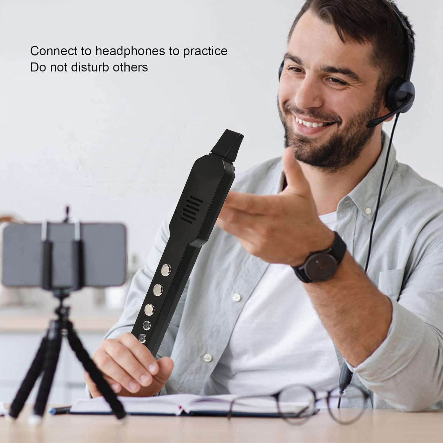 Mini Saxophone Instrument, Digital Wind Instrument with MIDI Function, 10 Tones Electronic Wind Instrument, 12 Accompaniments, for for iOS for Android