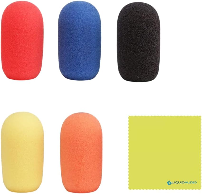 Samson Airline 99m Fitness Headset System D-Band (542–566 MHz), Black with Bundle with 5 Windscreens and Polishing Cloth – Fitness Instructor Microphone Headset System