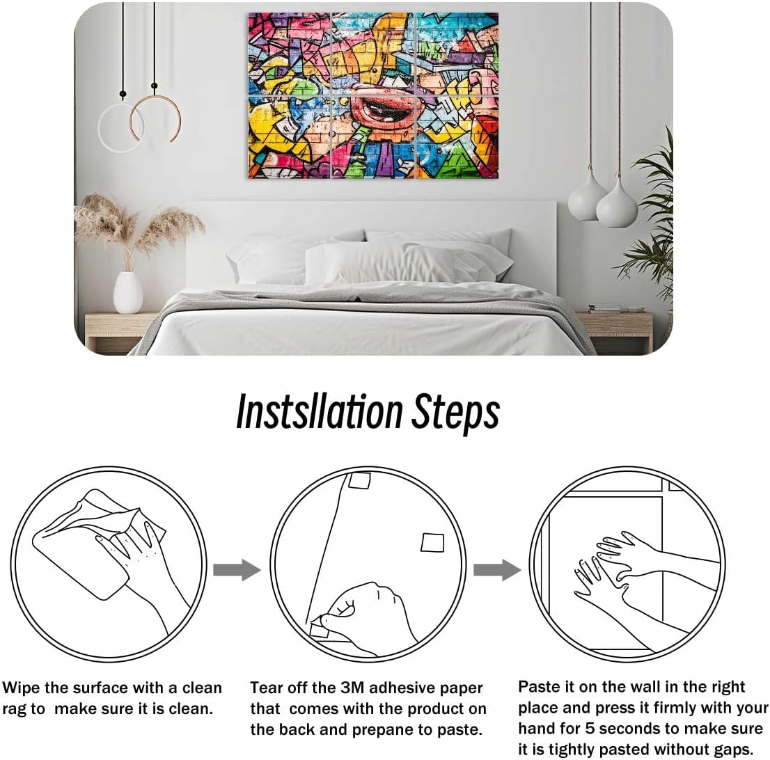 6 Pack Art Acoustic Panels Cool music graffiti urban style Sound Absorbing Panel 48