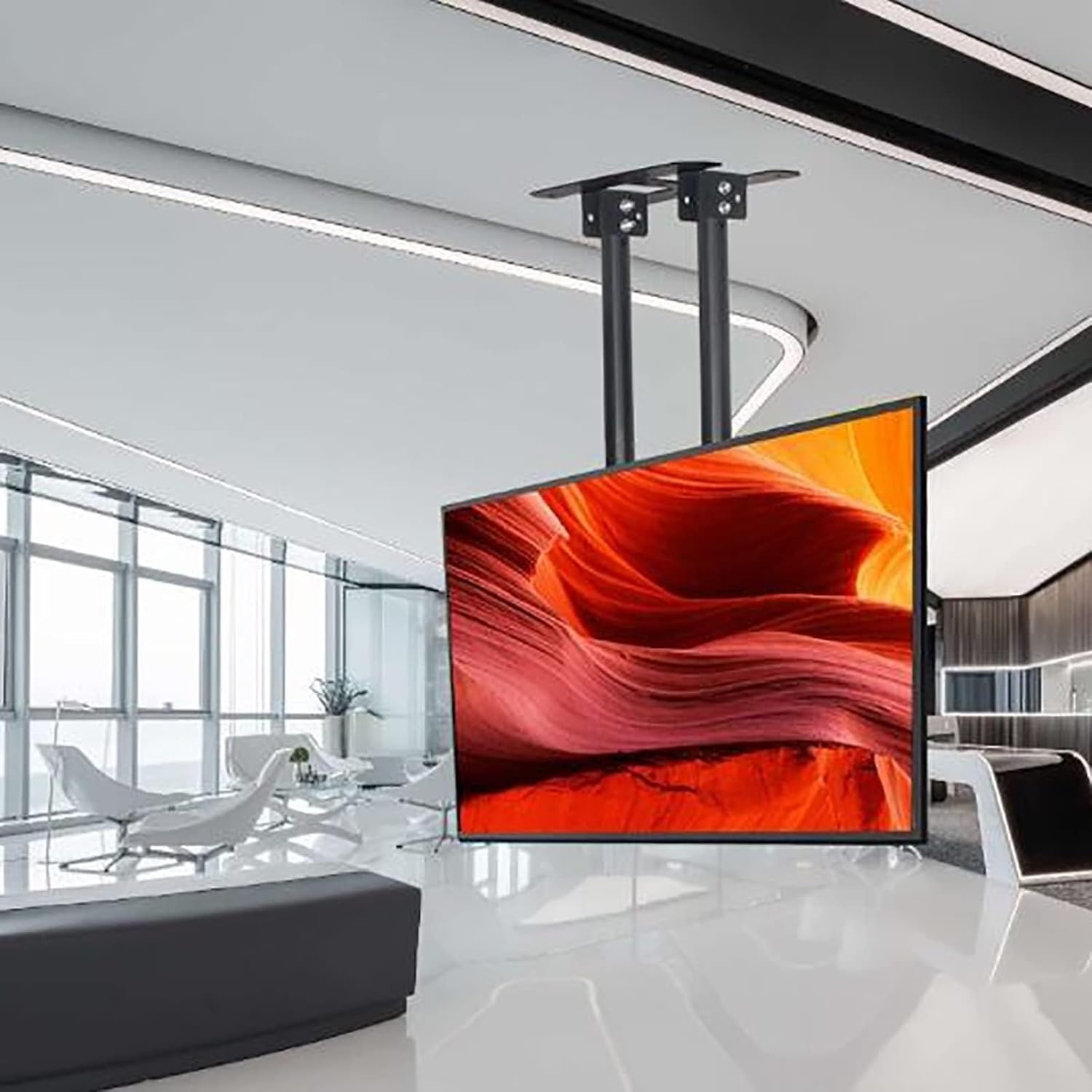 Monitor Mount,tv Wall Mount, Adjustable TV Mount Bracket, Ceiling TV Mount, 2 Post Single Screen TV Mount, Tilt TV Mount for 60-120 Inch TVs, Ceiling Mount, Max(One Colo