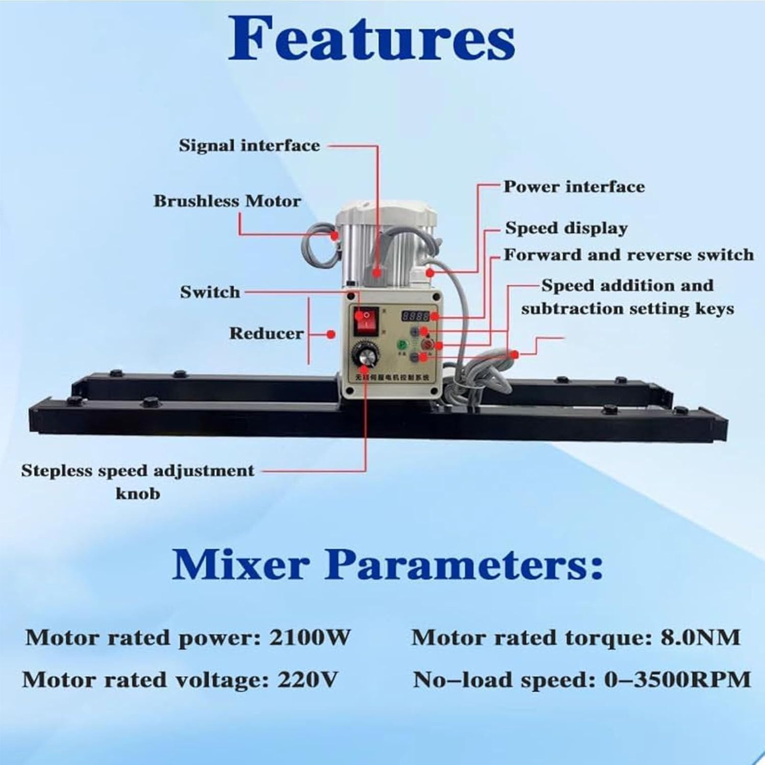 IBC Air Agitator, 2100W Electric Tank Mixer Machine, with Support Hanger, Folding Propeller, Telescopic Range 75-120cm, for Ink Dissolver Agitator (Color : B)
