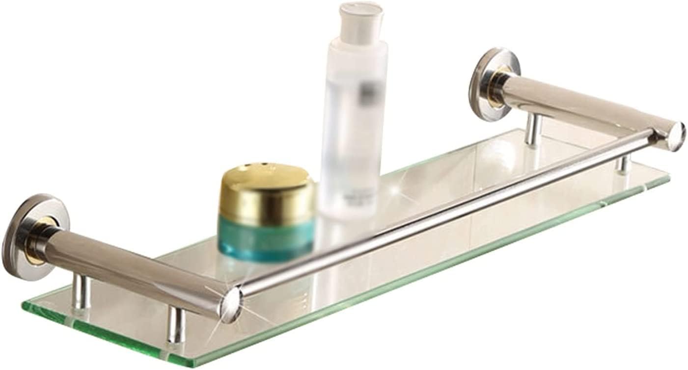 IOCCIOBB Bathroom Glass Shelf Bathroom Shelf, Bathroom Bathroom Glass Shelf Wall Mount, Brushed S304 Stainless Steel 3 Size Optional (Size : 50cm)