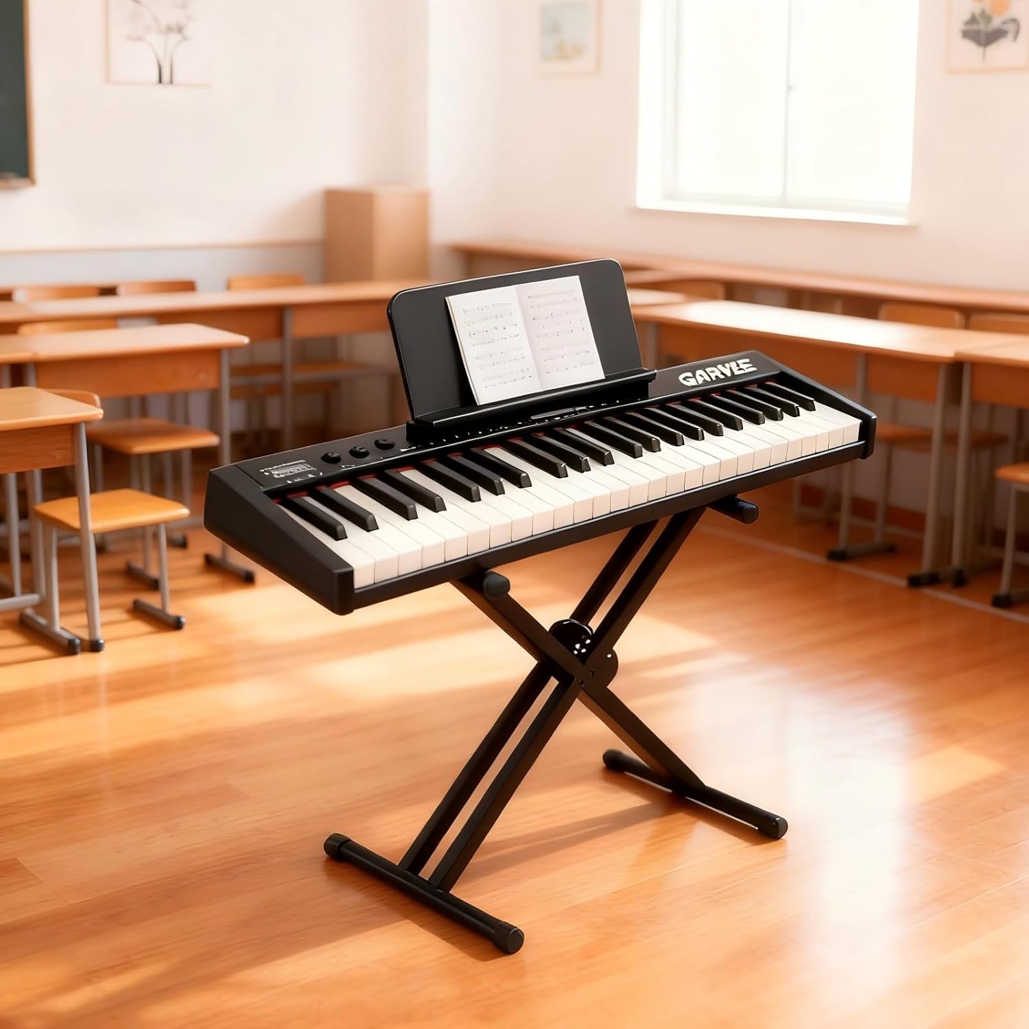 61 Keys Electric Keyboard Piano, Portable Semi-Weighted Electronic Keyboards with Sheet Music Stand & Power Adapter, Musical Instruments for Beginners and Professionals