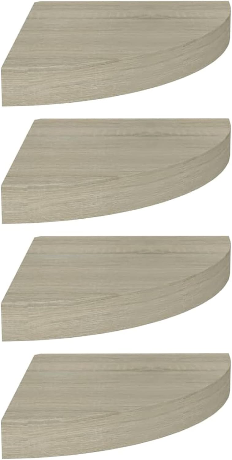 4 Pcs Floating Corner Shelf Brown 9.8