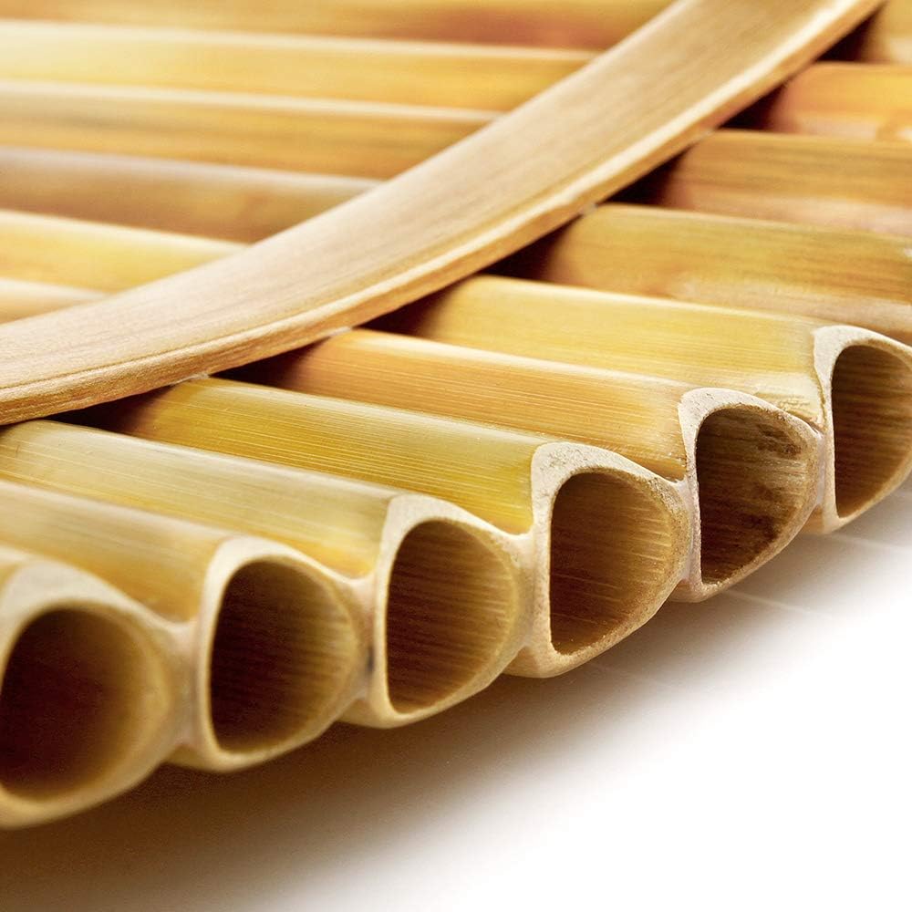 Upscale Romanian Folk Instrument Natural Reed Pan Flute Panpipes G Key Wind Pan flute Flauta Handmade (25 Pipes Left Hand, Wood)