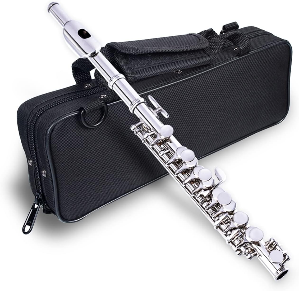 Flutes Nickel Plated Piccolo Flute Kit C Key Cupronickel Woodwind Instrument with Padded Bag