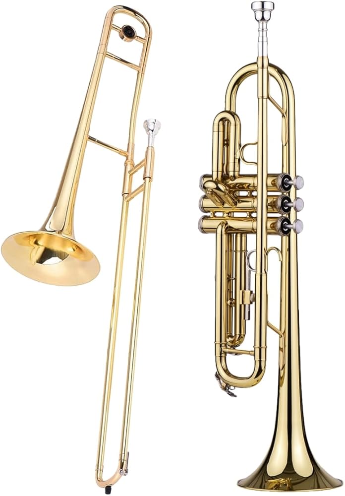 Trumpet Bb B Flat Brass and Alto Trombone Brass Gold
