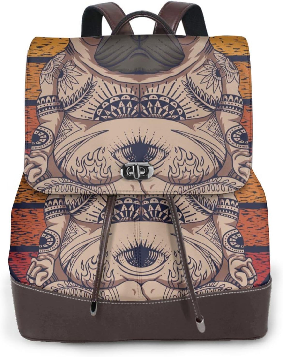 Pug dog Yoga for Womens Backpack Purse Microfiber PU Anti-theft Large Fashion Designer Travel Bag Ladies Shoulder Bags