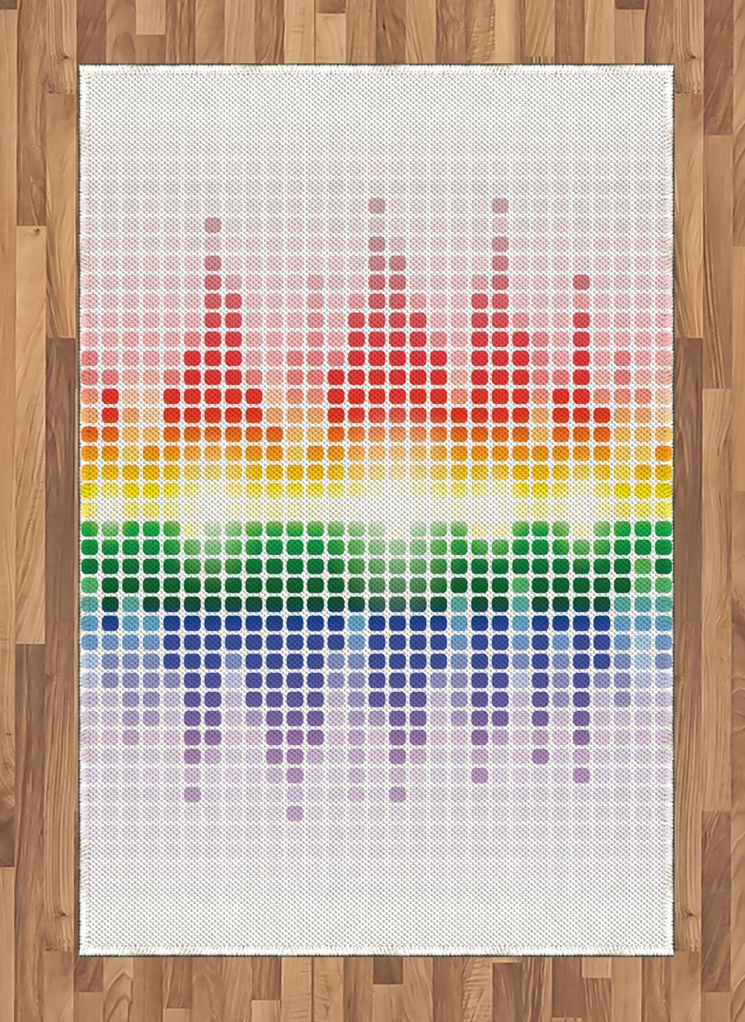 Ambesonne Music Area Rug, Rainbow Digital Style Equalizer Amplifier Recording Equipment Night Club Disco Theme, Flat Woven Accent Rug for Living Room Bedroom Dining Room, 4' X 5' 7
