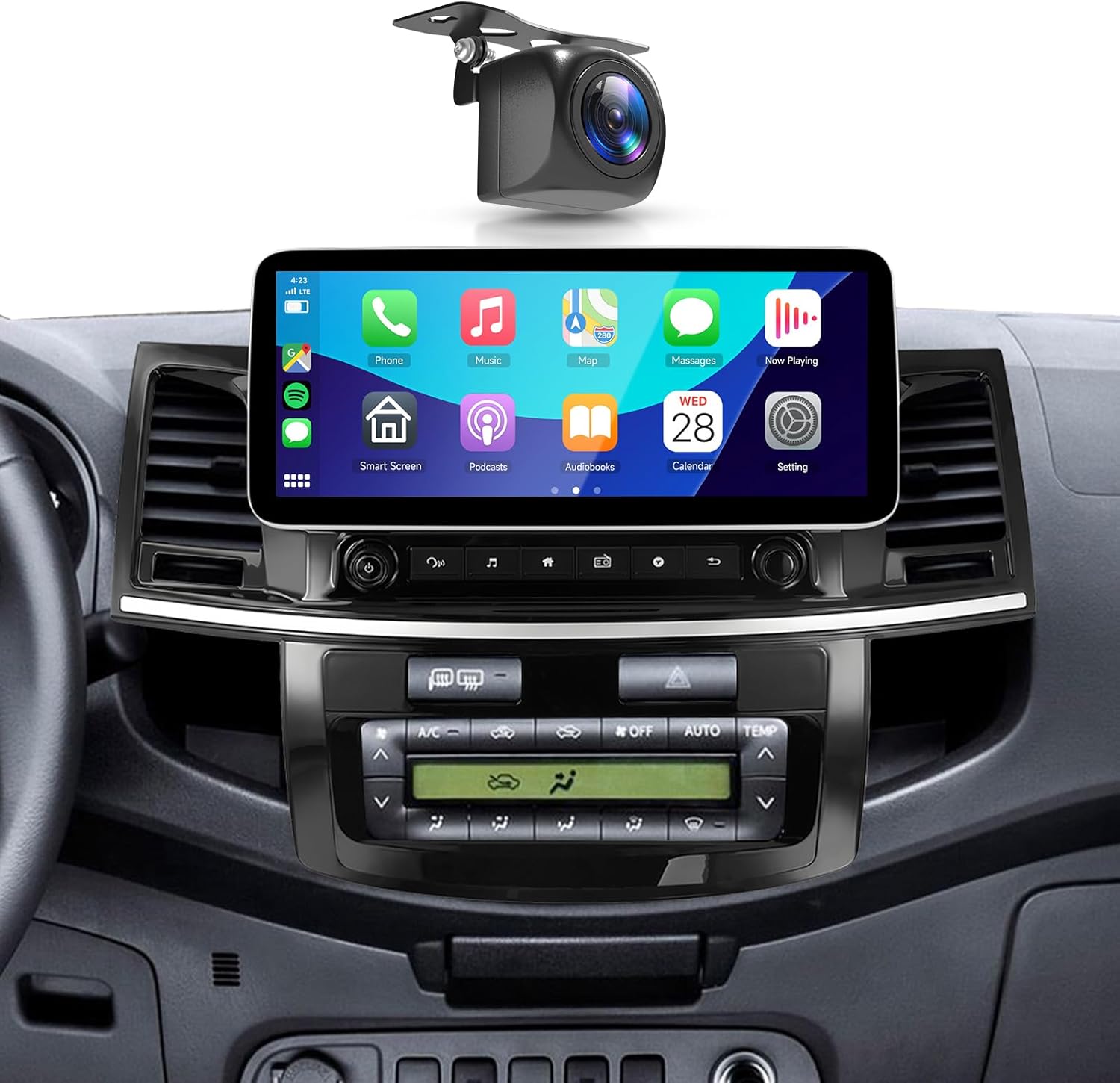 4+64G Car Stereo for Toyota Hilux 2005-2014 Auto A/C Wireless Carplay Android Auto,12.3