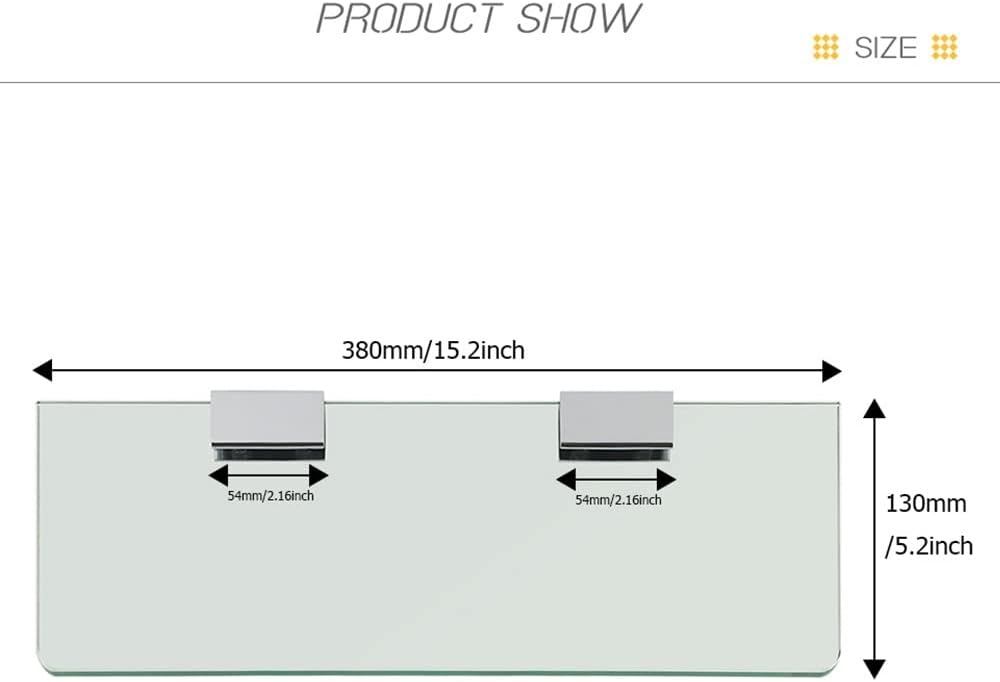 Shower Caddy Bathroom Glass Shelf Shower Shelf, Wall Mount Storage 7MM Tempered Glass Shelf Bracket Bathroom Accessory Bathroom Organizer (Color : White)