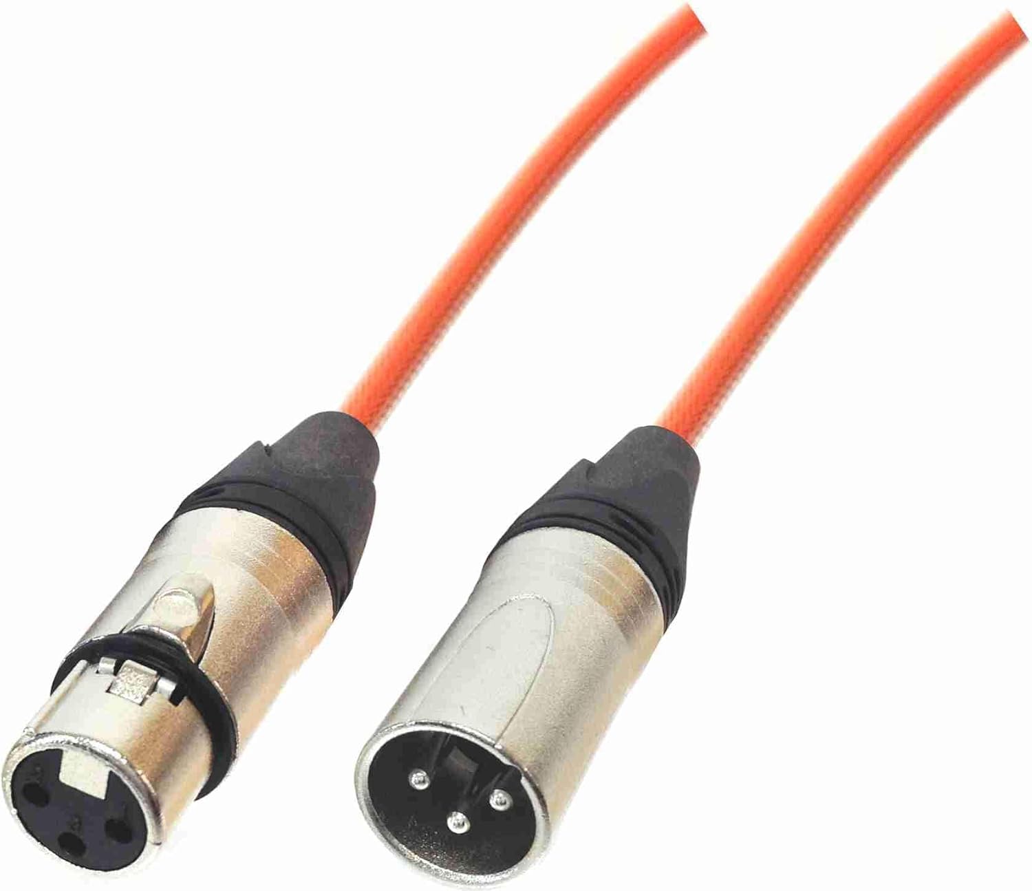 AMERICAN RECORDER Quad XLR Microphone Cable with Tough Nylon Sleeve Orange 25 feet