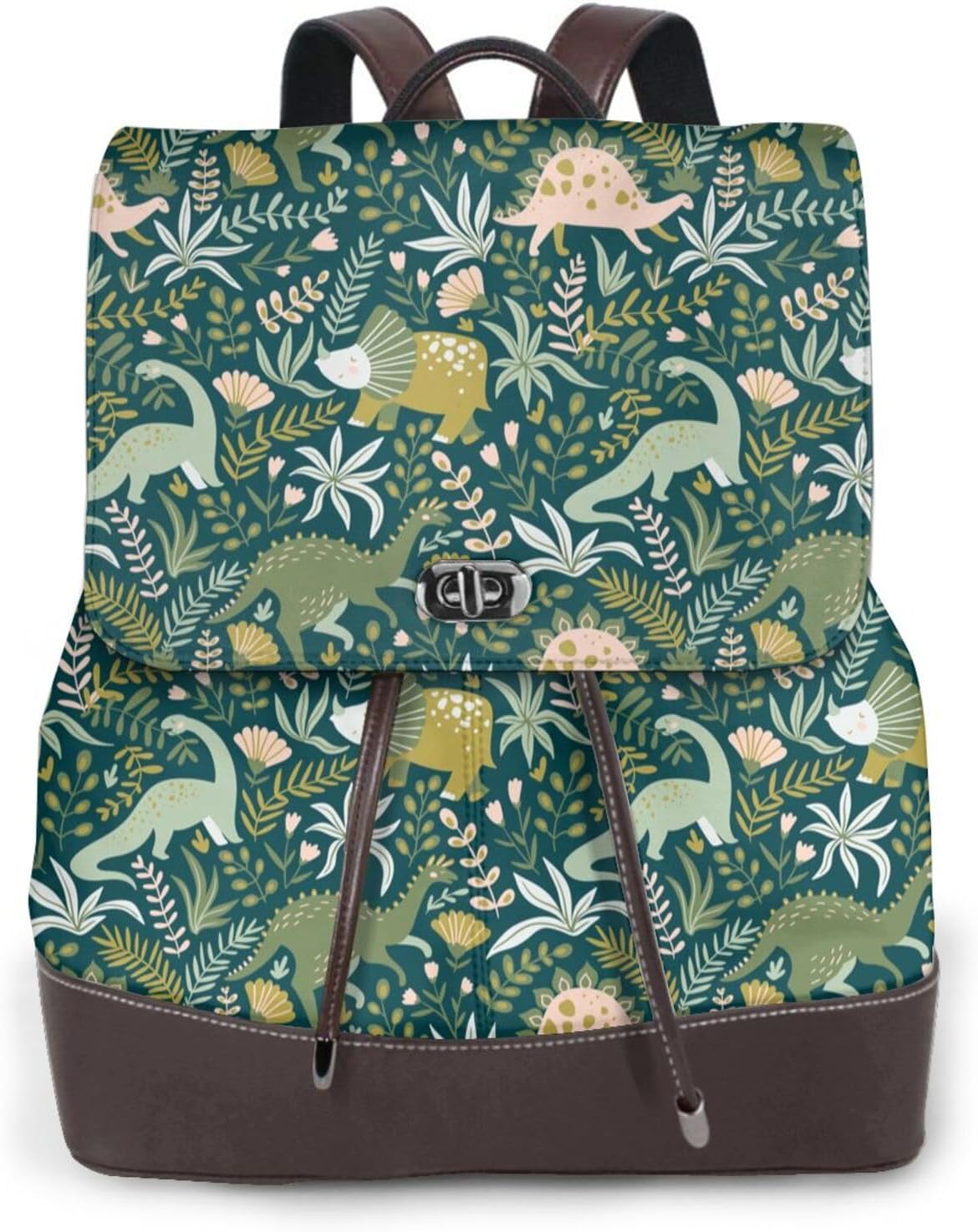 Dinosaurs and Tropical Leaves for Womens Backpack Purse Microfiber PU Anti-theft Large Fashion Designer Travel Bag Ladies Shoulder Bags