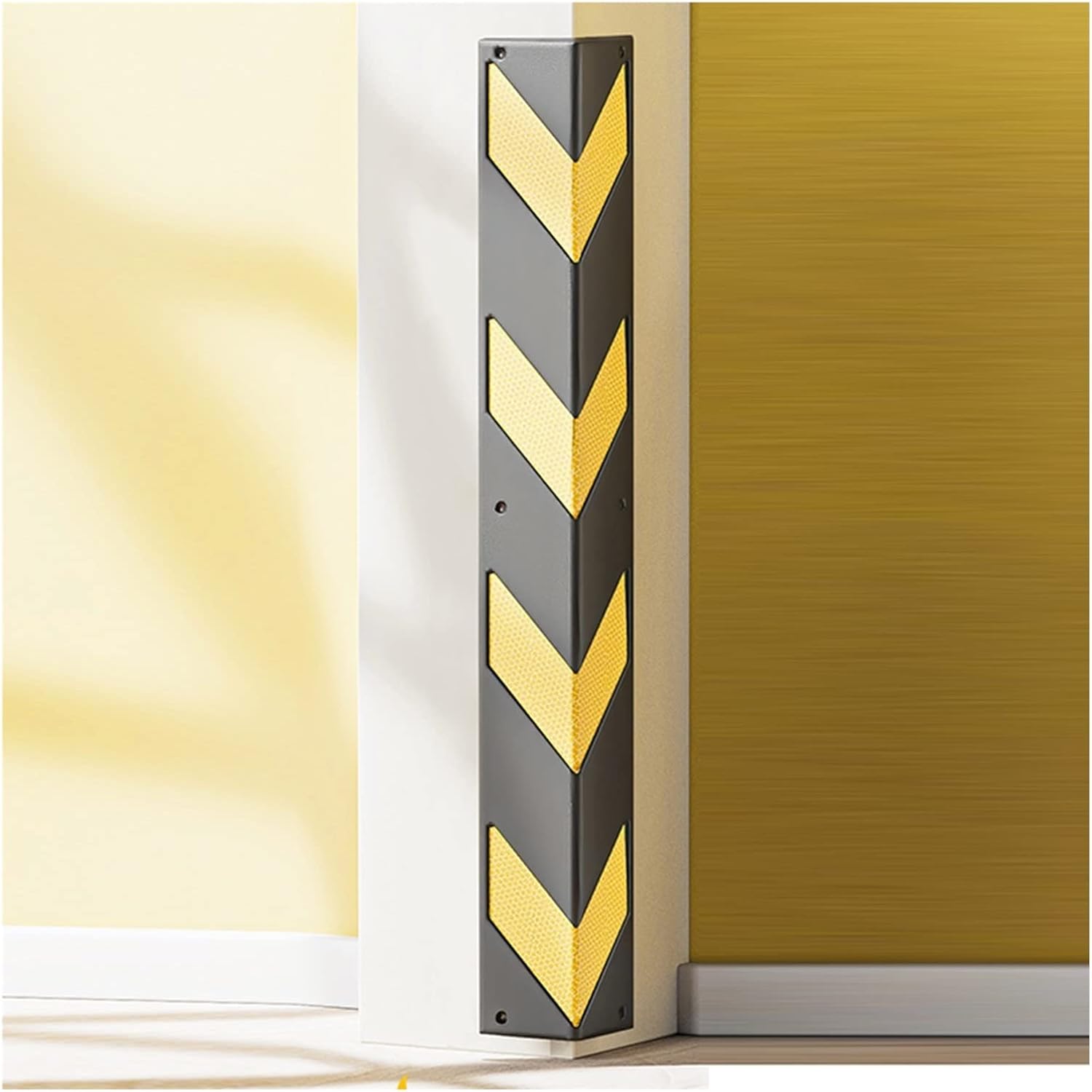 Reflective Wall Edge Protector, Rubber Protector Wall Corner Bumper Guards, Car Parking and Warehouse Yellow Safety Strips,Black+yellow-100cm-12pcs