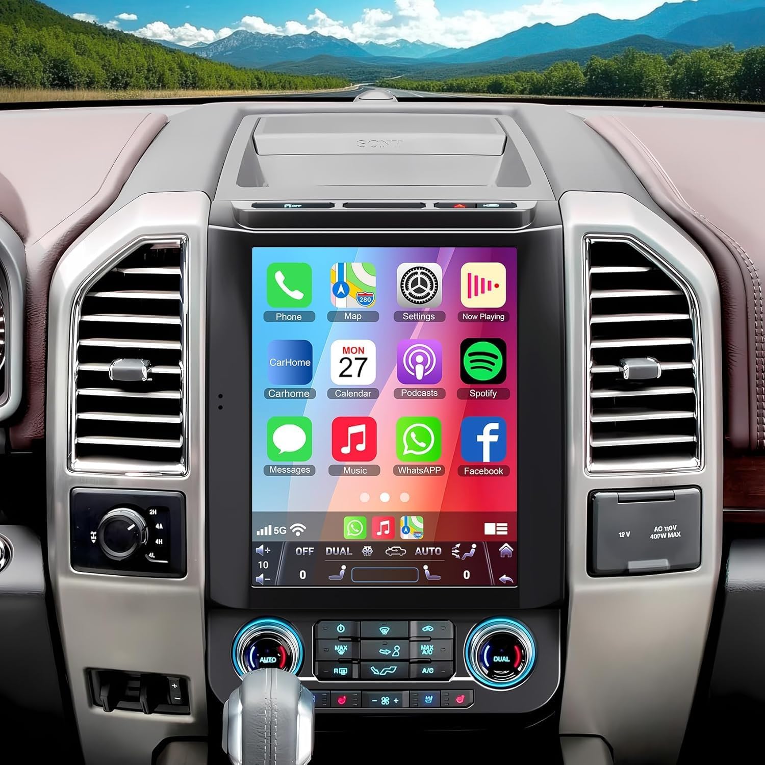 for Ford F150 2015 2016 2017 2018 2019 2020 Android 14 Car Stereo 8-core, 12.1 Inch IPS Touch Screen Car Radio with Wireless Carplay/Android Auto,GPS, WiFi, Bluetooth, FM, DVR