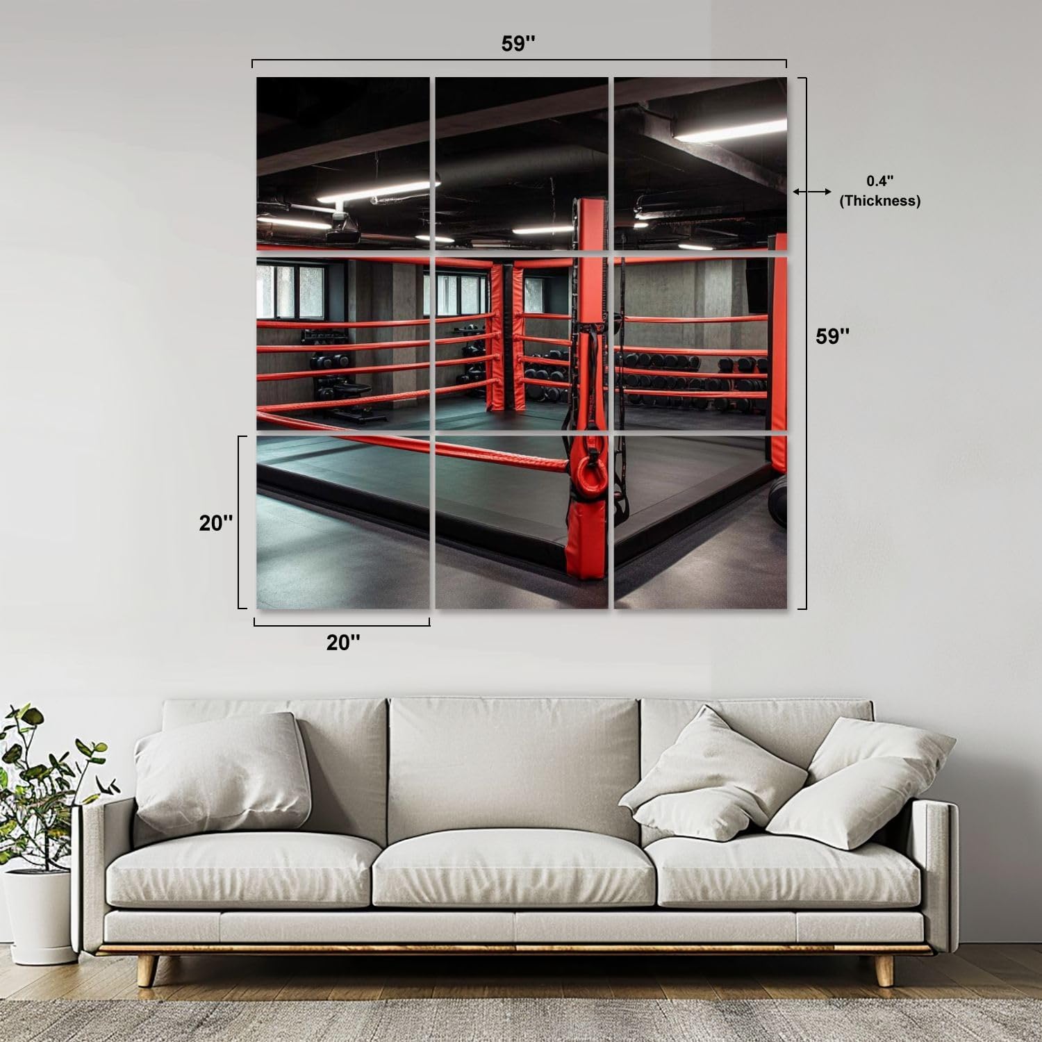 Art Acoustic Panels Self Adhesive Boxing ring 9Packs Decorative Soundproof Wall Panels Large Sound Absorbing Panels for Home Office 60